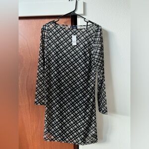 NWT Gap Plaid Mesh Long Sleeve Mini Dress | Size Medium